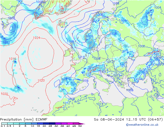 Precipitazione ECMWF sab 08.06.2024 15 UTC