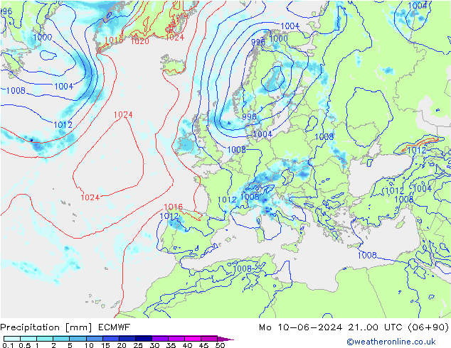 Precipitazione ECMWF lun 10.06.2024 00 UTC