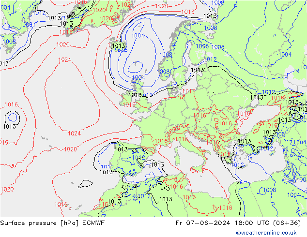 Bodendruck ECMWF Fr 07.06.2024 18 UTC