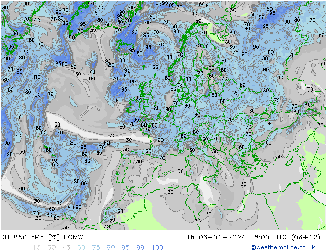 RH 850 hPa ECMWF Do 06.06.2024 18 UTC