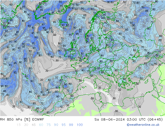 RH 850 hPa ECMWF  08.06.2024 03 UTC