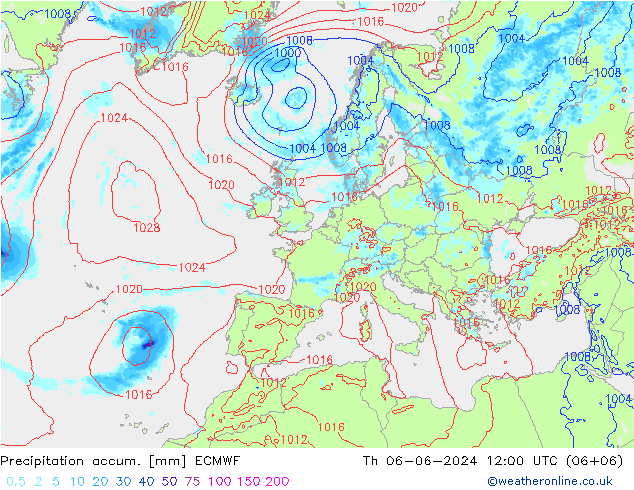 Precipitation accum. ECMWF Qui 06.06.2024 12 UTC