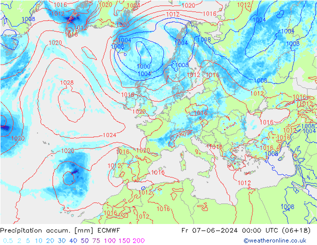 Precipitation accum. ECMWF  07.06.2024 00 UTC