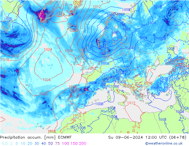 Précipitation accum. ECMWF dim 09.06.2024 12 UTC