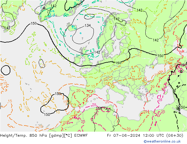 Z500/Rain (+SLP)/Z850 ECMWF ven 07.06.2024 12 UTC