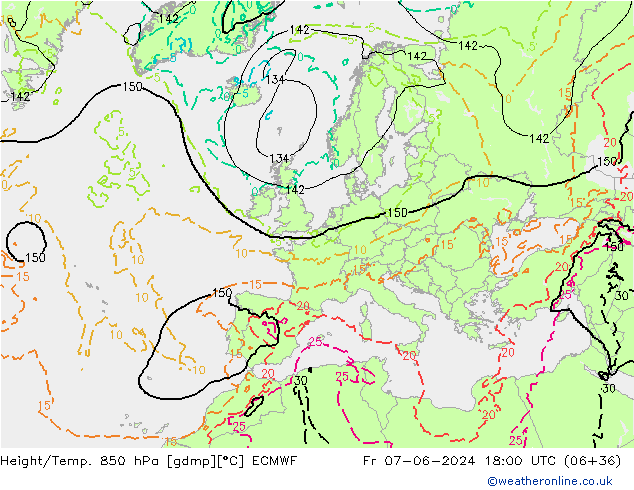 Z500/Rain (+SLP)/Z850 ECMWF vie 07.06.2024 18 UTC