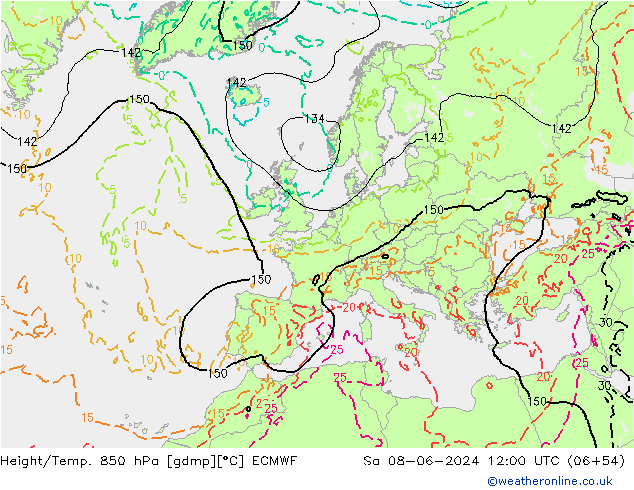 Z500/Rain (+SLP)/Z850 ECMWF sam 08.06.2024 12 UTC