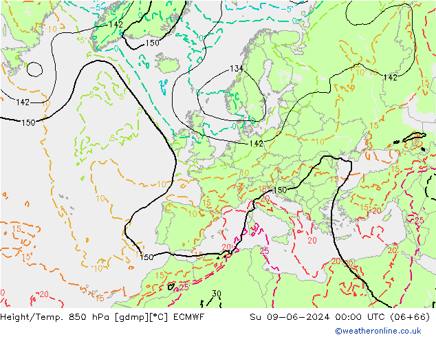 Height/Temp. 850 hPa ECMWF Su 09.06.2024 00 UTC