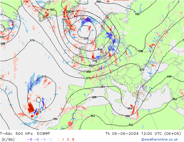 T-Adv. 500 hPa ECMWF Per 06.06.2024 12 UTC