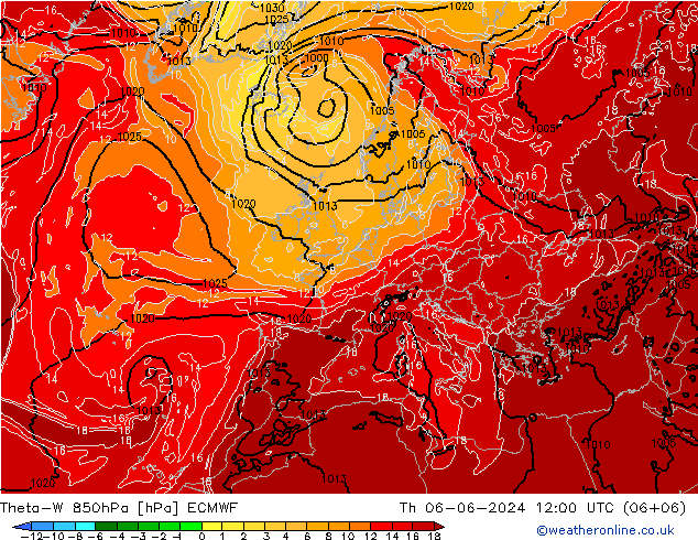 Theta-W 850hPa ECMWF jeu 06.06.2024 12 UTC