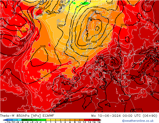 Theta-W 850hPa ECMWF Mo 10.06.2024 00 UTC