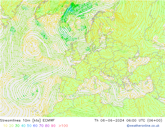 ветер 10m ECMWF чт 06.06.2024 06 UTC