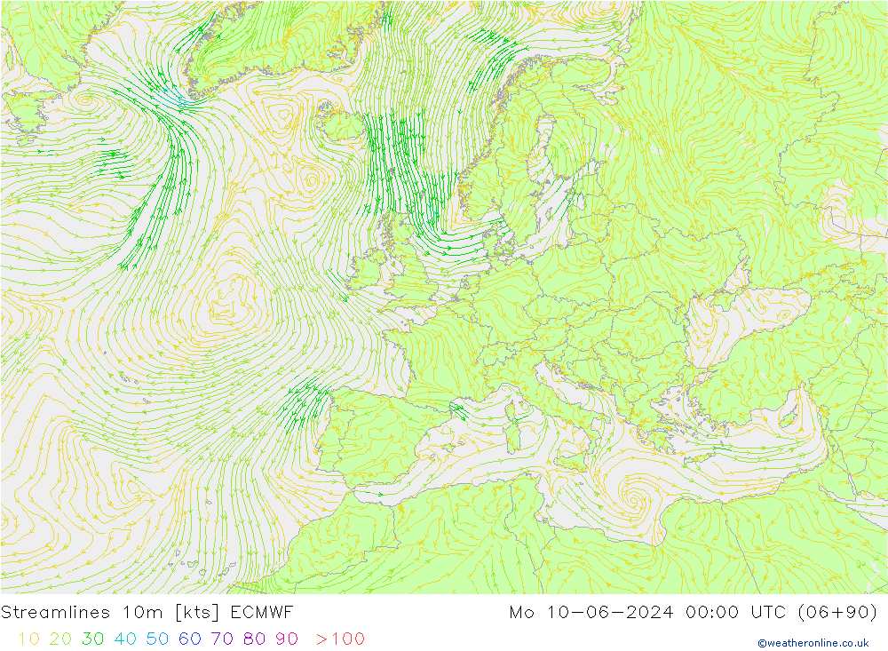 Línea de corriente 10m ECMWF lun 10.06.2024 00 UTC