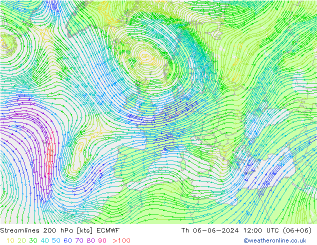 Rüzgar 200 hPa ECMWF Per 06.06.2024 12 UTC