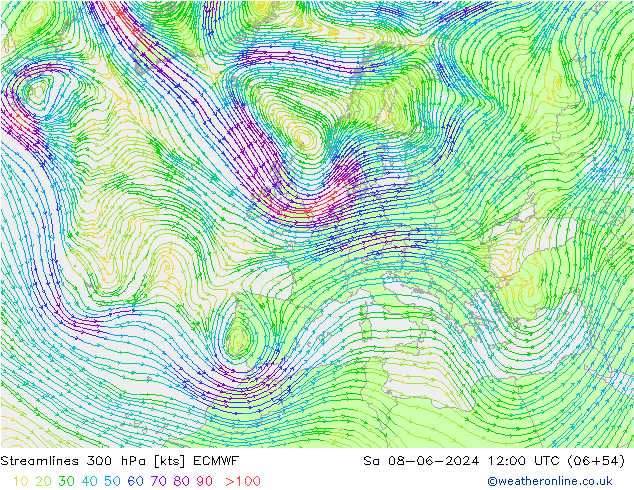 Rüzgar 300 hPa ECMWF Cts 08.06.2024 12 UTC