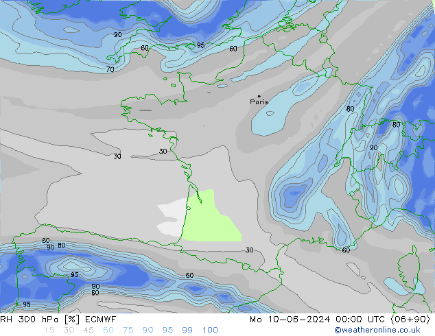 300 hPa Nispi Nem ECMWF Pzt 10.06.2024 00 UTC