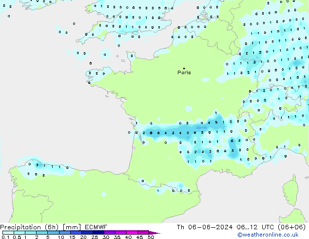 Z500/Rain (+SLP)/Z850 ECMWF Do 06.06.2024 12 UTC