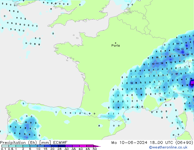 Z500/Rain (+SLP)/Z850 ECMWF lun 10.06.2024 00 UTC