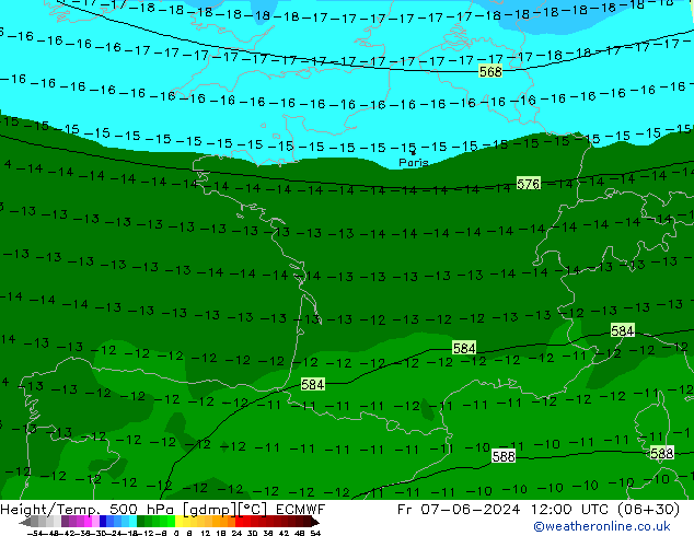 Géop./Temp. 500 hPa ECMWF ven 07.06.2024 12 UTC