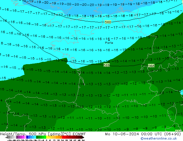 Z500/Rain (+SLP)/Z850 ECMWF lun 10.06.2024 00 UTC