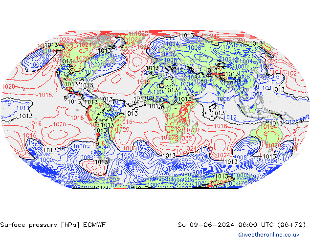 pression de l'air ECMWF dim 09.06.2024 06 UTC