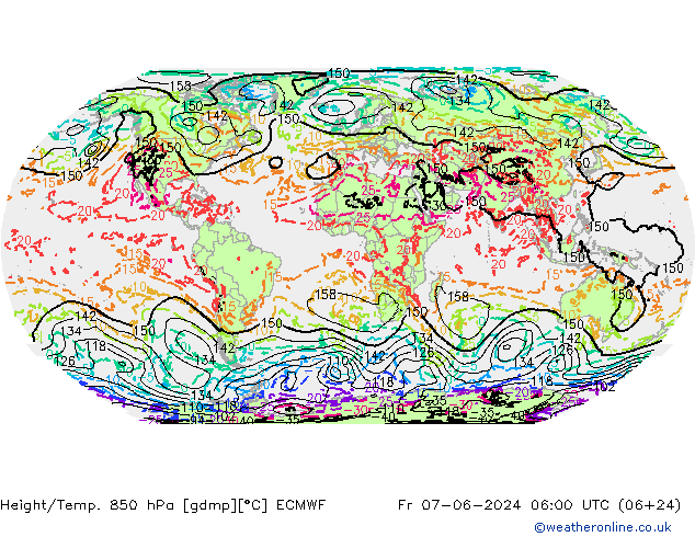 Z500/Rain (+SLP)/Z850 ECMWF ven 07.06.2024 06 UTC