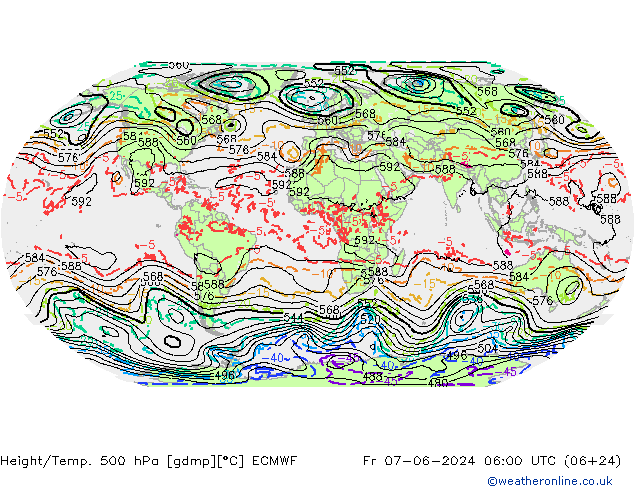 Z500/Rain (+SLP)/Z850 ECMWF Pá 07.06.2024 06 UTC