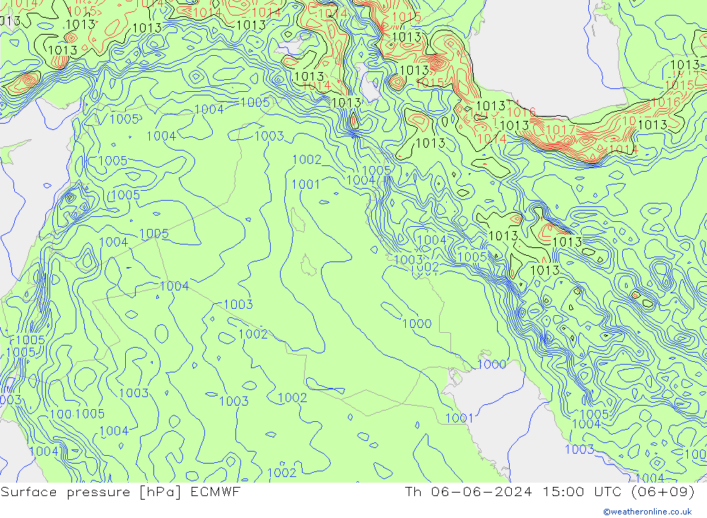 pressão do solo ECMWF Qui 06.06.2024 15 UTC