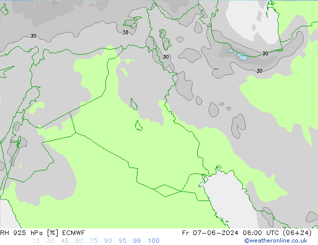 RH 925 hPa ECMWF Sex 07.06.2024 06 UTC