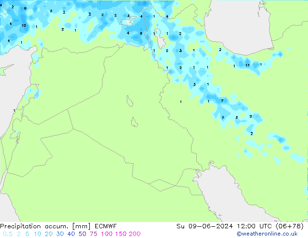 Precipitation accum. ECMWF Вс 09.06.2024 12 UTC