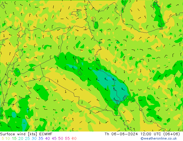 ветер 10 m ECMWF чт 06.06.2024 12 UTC