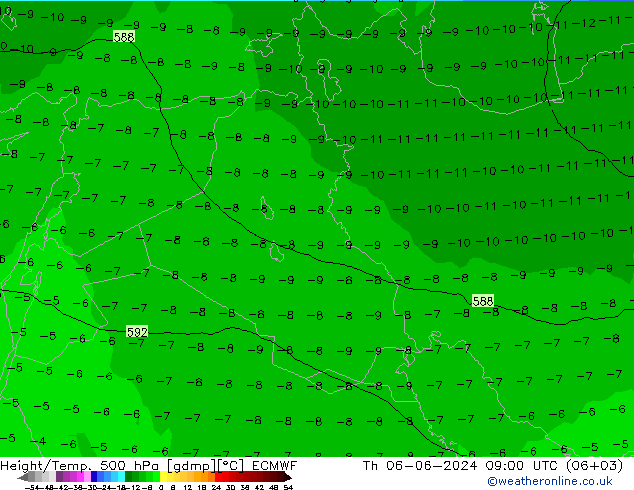 Height/Temp. 500 hPa ECMWF Th 06.06.2024 09 UTC