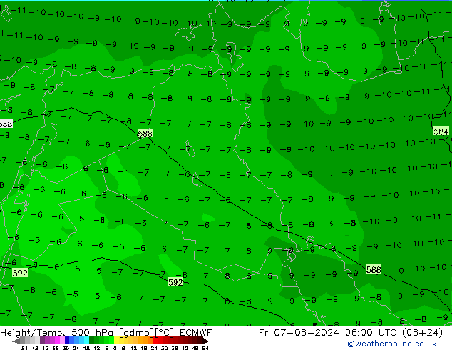 Z500/Yağmur (+YB)/Z850 ECMWF Cu 07.06.2024 06 UTC