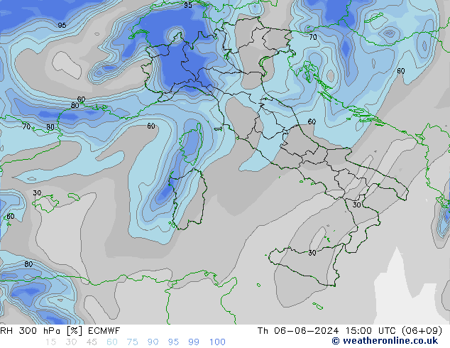 RH 300 hPa ECMWF  06.06.2024 15 UTC