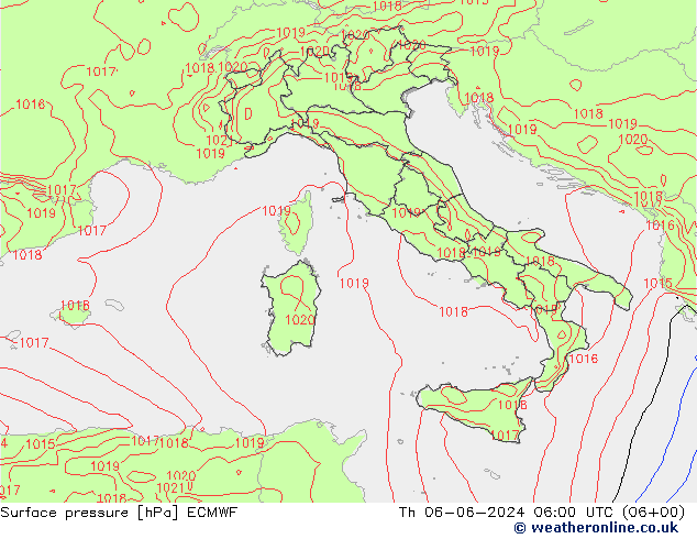 Bodendruck ECMWF Do 06.06.2024 06 UTC