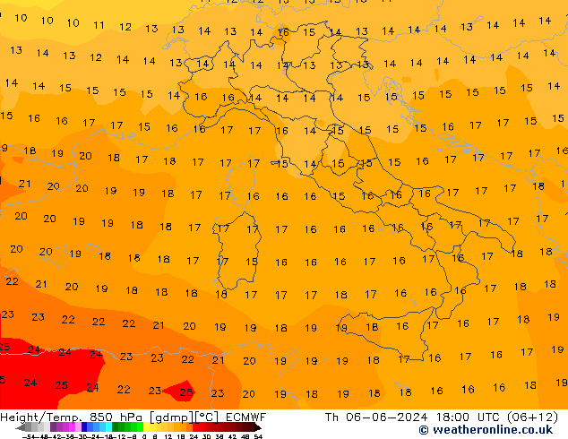 Z500/Rain (+SLP)/Z850 ECMWF jue 06.06.2024 18 UTC