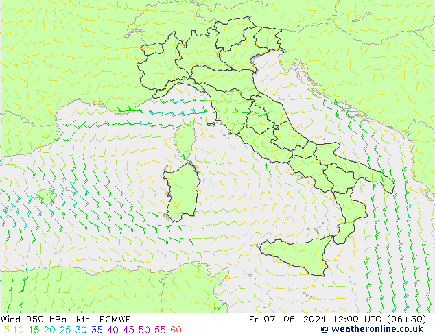 Vento 950 hPa ECMWF Sex 07.06.2024 12 UTC