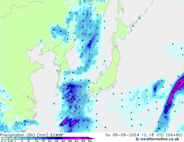 Z500/Rain (+SLP)/Z850 ECMWF sáb 08.06.2024 18 UTC