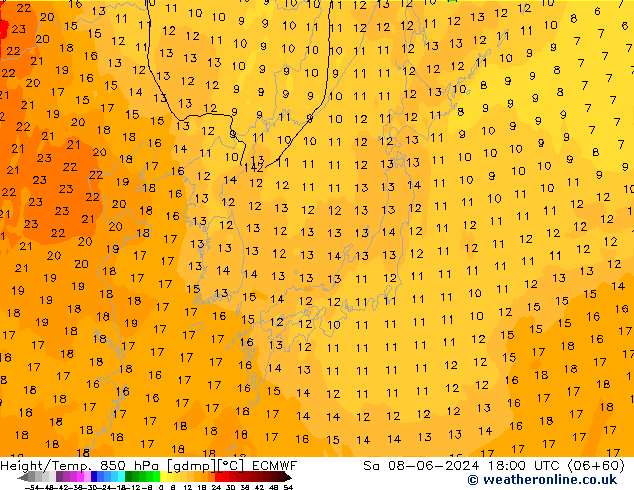 Z500/Rain (+SLP)/Z850 ECMWF sáb 08.06.2024 18 UTC