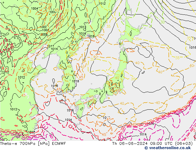 Theta-e 700hPa ECMWF Th 06.06.2024 09 UTC