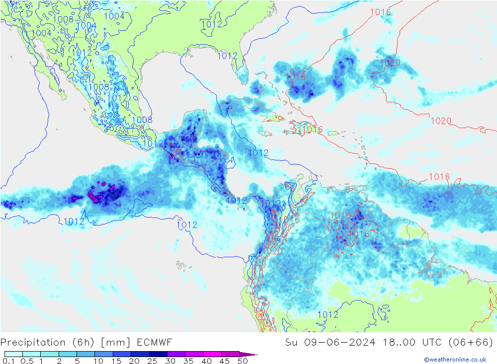 Z500/Rain (+SLP)/Z850 ECMWF dom 09.06.2024 00 UTC