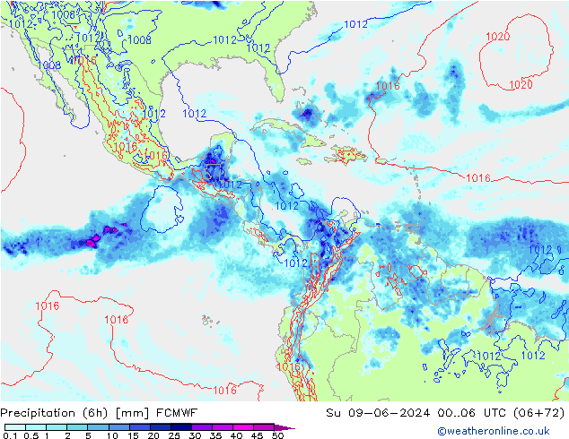 Z500/Regen(+SLP)/Z850 ECMWF zo 09.06.2024 06 UTC