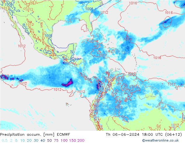 Precipitación acum. ECMWF jue 06.06.2024 18 UTC