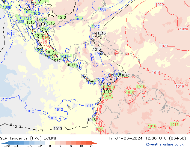 Drucktendenz ECMWF Fr 07.06.2024 12 UTC