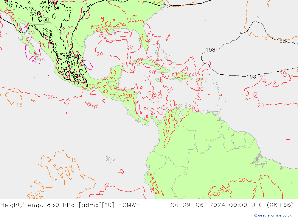 Z500/Rain (+SLP)/Z850 ECMWF dom 09.06.2024 00 UTC