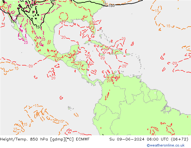 Z500/Rain (+SLP)/Z850 ECMWF Su 09.06.2024 06 UTC