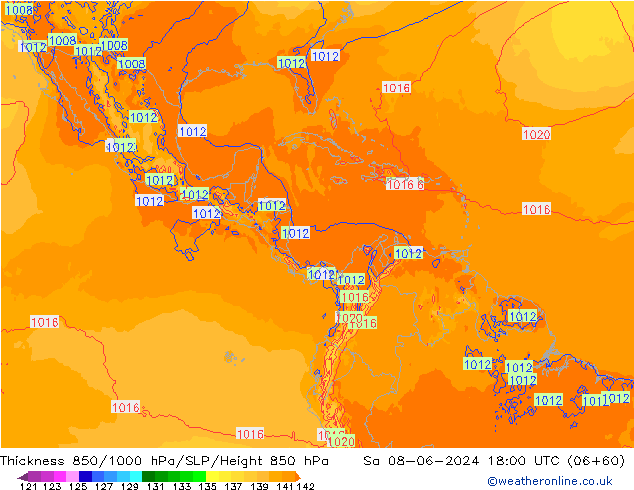 Schichtdicke 850-1000 hPa ECMWF Sa 08.06.2024 18 UTC