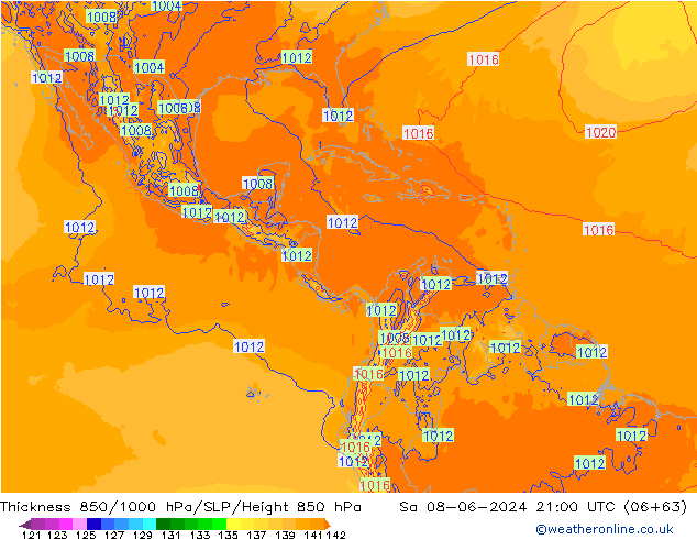 Thck 850-1000 hPa ECMWF So 08.06.2024 21 UTC