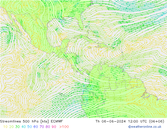 Stromlinien 500 hPa ECMWF Do 06.06.2024 12 UTC