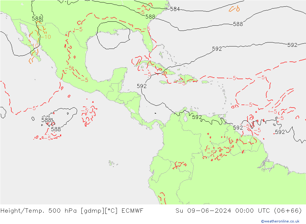 Z500/Rain (+SLP)/Z850 ECMWF dom 09.06.2024 00 UTC